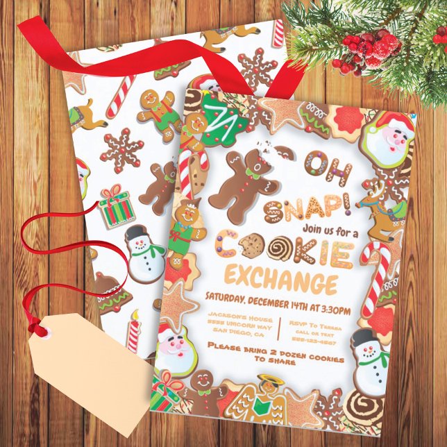 Invitation Oh Snap Christmas Cookie Exchange Gingerbread homm (Créateur téléchargé)