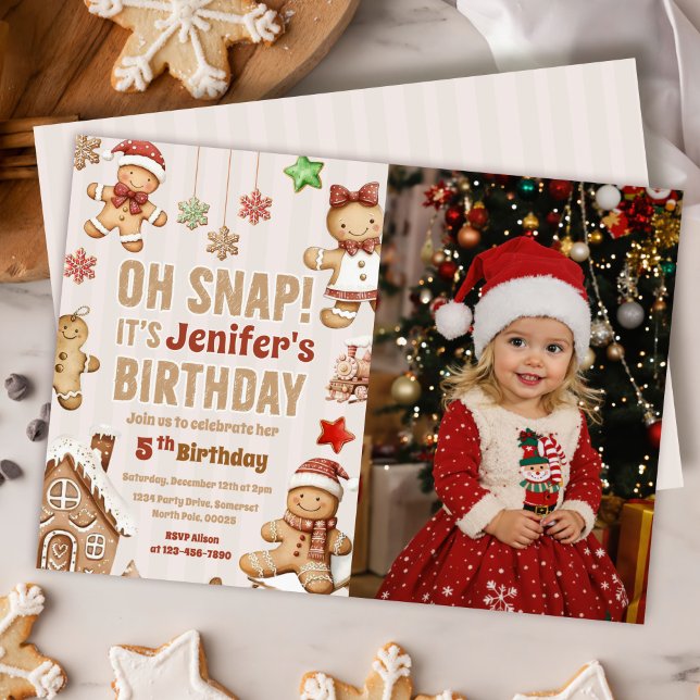 Invitation Oh Snap Christmas Gingerbread Birthday Photo (Créateur téléchargé)