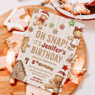 Invitation Oh Snap Cookie de Noël Pain d'épice Anniversaire