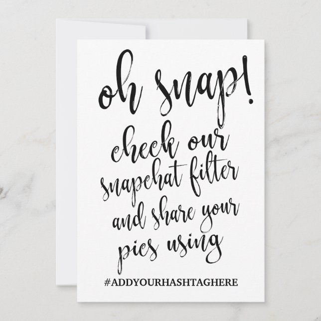 Invitation Oh Snap Hashtag Panneau 5x7 Abordable (Devant)