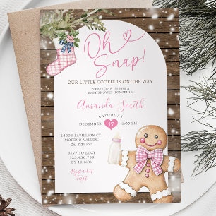 Invitation Oh Snap Rose à Carreaux de Noël Bois Fête de Naiss
