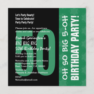 Invitation Oh So Big 5 Oh 50th Birthday Green and Black