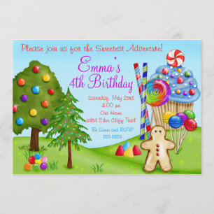 Invitation Oh Sweet Candy Land Anniversaire Cupcake Invitatio