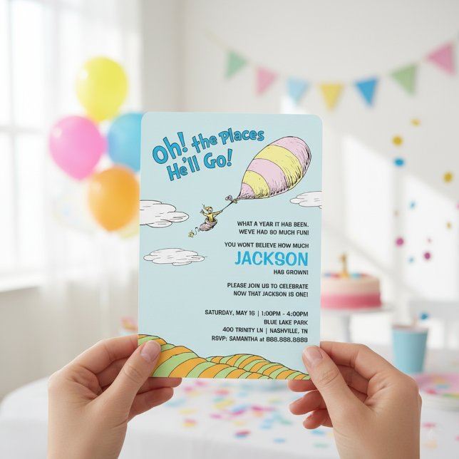 Invitation Oh, The Places He'll Go! - Premier Anniversaire (Créateur téléchargé)