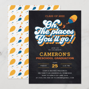 Invitation Oh, The Places You'll Go! Rétro Diplôme