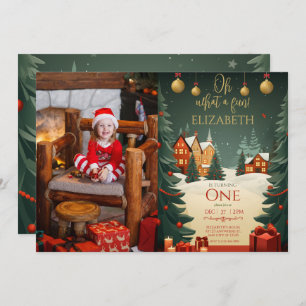 Invitation Oh What Fun 1er Anniversaire Photo Noël
