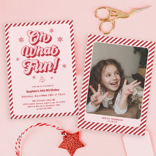 Invitation Oh What Fun Christmas Anniversaire de enfant Party