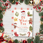 Invitation Oh What Fun Christmas Holiday Père Noël 1er annive<br><div class="desc">Cette mignonne invitation "oh ce qui est amusant" 1er/premier anniversaire comprend un arrière - plan de crème avec le Père Noël, des saints, un homme en pain d'épices, une étoile, un bonhomme de neige, un arbre de Noël, un sucre de canne et le stockage en aquarelle. Au verso se trouve...</div>