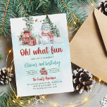 Invitation Oh What Fun Christmas Snowman fête d'anniversaire<br><div class="desc">Oh What Fun Christmas Snowman Anniversaire Fête Invitation</div>