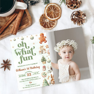 Invitation Oh What Fun Cookies Noël Anniversaire Photo