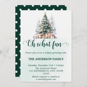 Invitation Oh What Fun Holiday Holly Noël Party