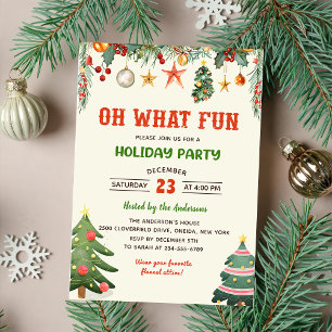 Invitation Oh What Fun Holiday Holly Noël Party