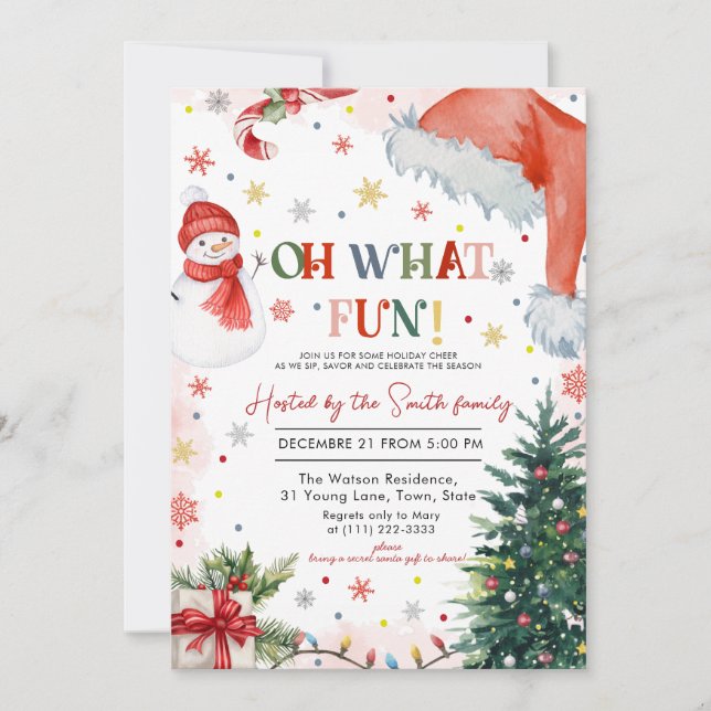 Invitation Oh What Fun Noël fête (Devant)