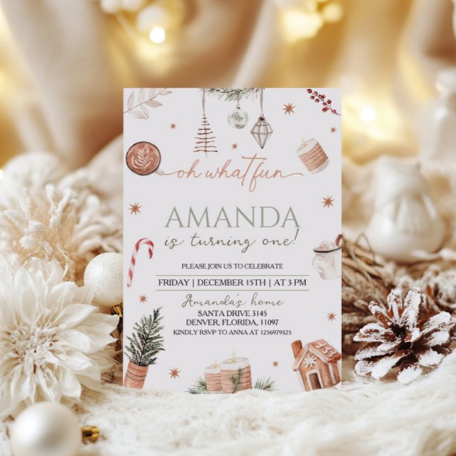 Invitation Oh What Fun Noël Premier anniversaire (Créateur téléchargé)
