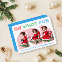 Oh What Fun Photo Christmas Grey Card