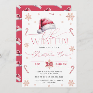 Invitation Oh What Fun Santa Hat Holiday Christmas Eve Party