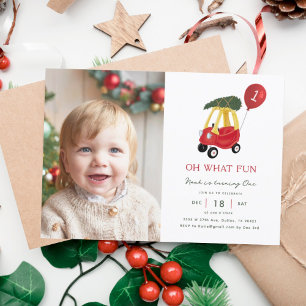 Invitation Oh What Fun Winter Car 1er Anniversaire Photo