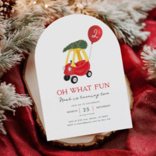 Invitation Oh What Fun Winter Car Anniversaire de enfant Invi