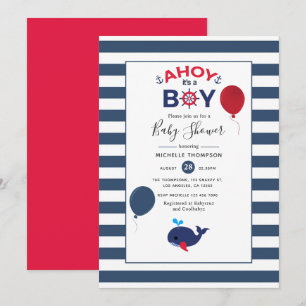 Invitation Ohé c'est un garçon Baby Shower Marin Garçon