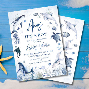 Invitation Ohé! C'est un garçon sous l'eau Baby Shower Océan