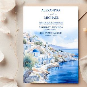 Invitation Oia Village Santorini Île Grèce Mariage