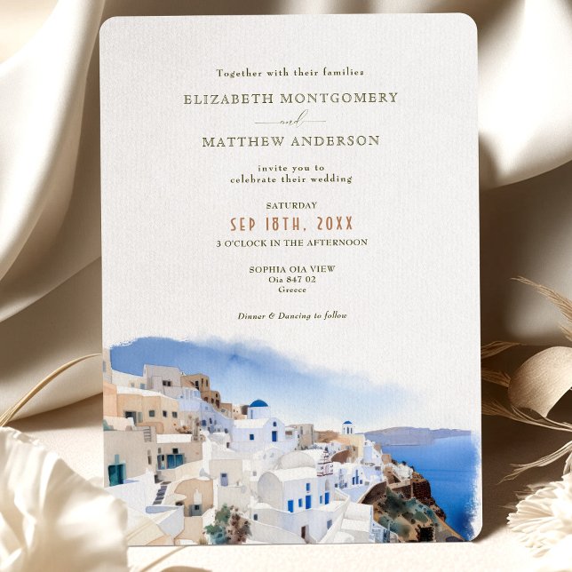 Invitation Oia Village Santorini Île Grèce Mariage Invita (Créateur téléchargé)