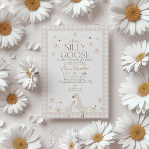 Invitation Oie bête sur le Baby shower perdu En vichy beige
