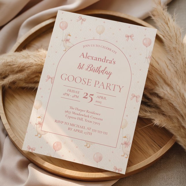 Invitation Oie Coquette 1er Anniversaire (Créateur téléchargé)