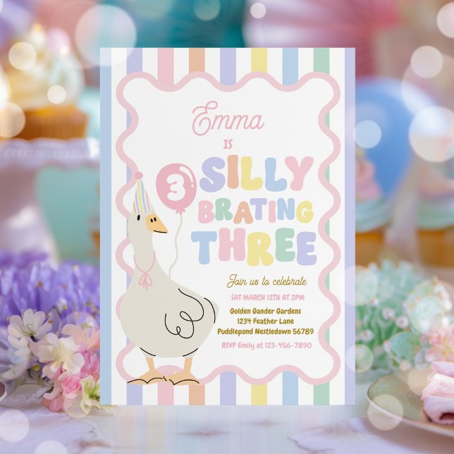 Invitation Oie Idiote Fête d'anniversaire trois Silly-Brating (Créateur téléchargé)