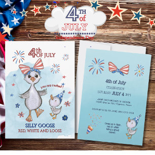 Invitation Oie patriotique drôle Rouge, blanc et perdu