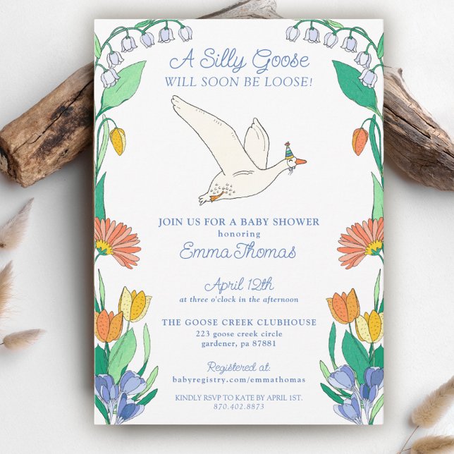 Invitation Oie sotte sur le Baby shower floral Loose Spring (Créateur téléchargé)