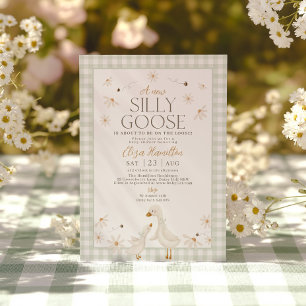 Invitation Oie sotte sur le Baby shower perdu En vichy