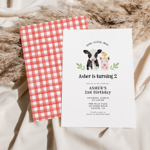 Invitation Oink Cluck Moo Cute Animaux de ferme Anniversaire
