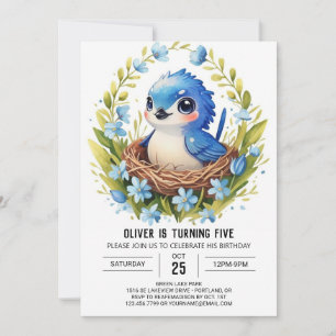 Invitation Oiseau chanteur Elegant Forest Bird Anniversaire