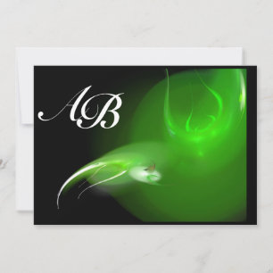 INVITATION OISEAU CLAIR EN MONOGRAM VERT
