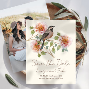 Invitation Oiseau dans une photo de fleurs pour annoncer la d