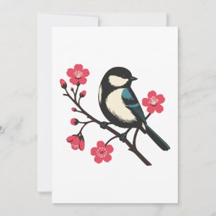 Invitation Oiseau de cerisier en fleur - Art de la sérénité d