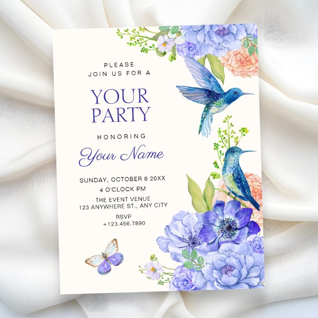 Invitation Oiseau de floraison florale élégante esthétique (Créateur téléchargé)