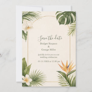 Invitation Oiseau de Paradis Mariage Floral Vintage Hawaï