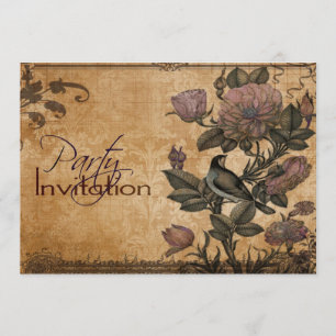 Invitation Oiseau de partie élégante florale vintage de
