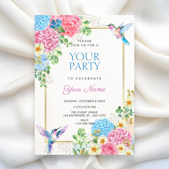 Invitation Oiseau floral esthétique  (Créateur téléchargé)