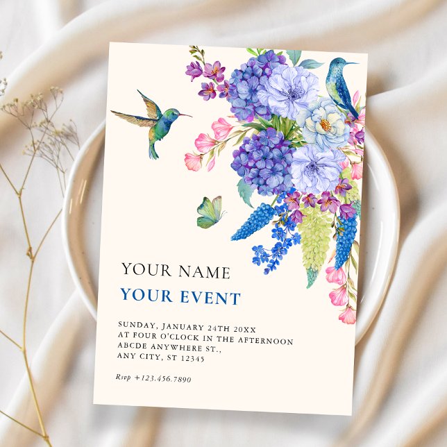 Invitation Oiseau floral esthétique élégant  (Créateur téléchargé)
