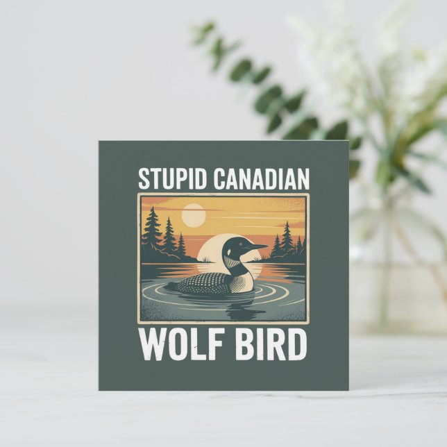 Invitation Oiseau loup canadien stupide animal sarcastique  (Debout devant)