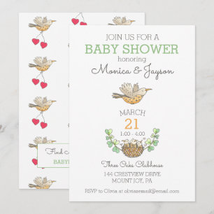 Invitation Oiseau mama le plus doux survolant le Baby shower