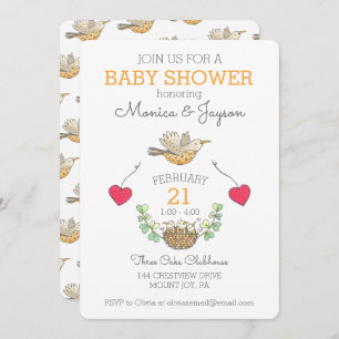 Invitation Oiseau mama le plus doux survolant le Baby shower 