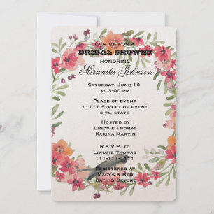 Invitation Oiseau romantique Oleander Fête des mariées floral