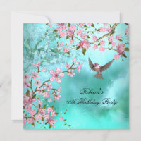 Oiseau sarcelle Fleur asiatique rose Fête d'annive