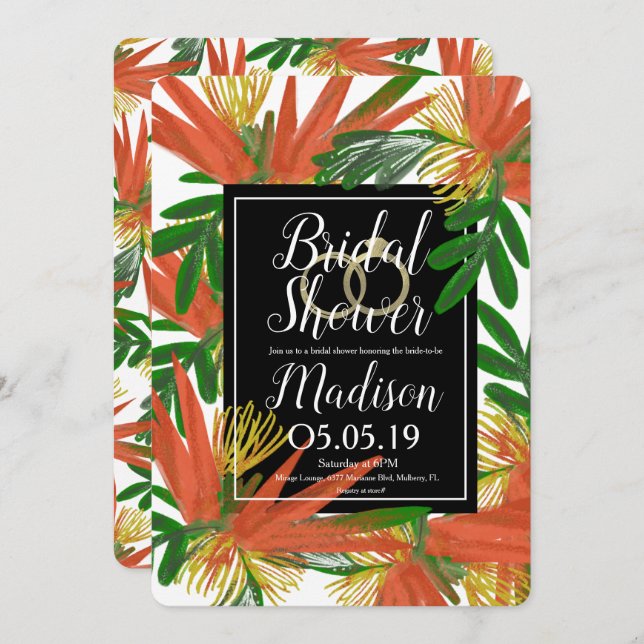 Invitation Oiseau sophistiqué de l'anneau de paradis nuptiale (Devant / Derrière)