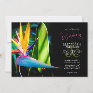 Invitation Oiseau Tropical Du Paradis Mariage Floral Sombre
