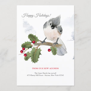 Invitation Oiseau Tufté Sur Berry Branch Holiday Moving Annou